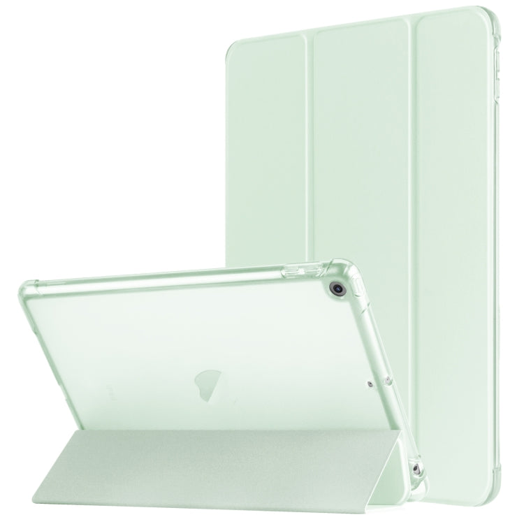 For iPad 10.2 2021 / 2020 / 2019 Tri-fold Holder TPU Cover Frosted Leather Smart Tablet Case withh Pen Slot(Light Green) - iPad 10.2 Cases by buy2fix | Online Shopping UK | buy2fix