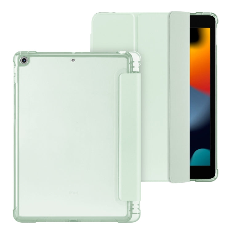 For iPad 10.2 2021 / 2020 / 2019 Tri-fold Holder TPU Cover Frosted Leather Smart Tablet Case withh Pen Slot(Light Green) - iPad 10.2 Cases by buy2fix | Online Shopping UK | buy2fix