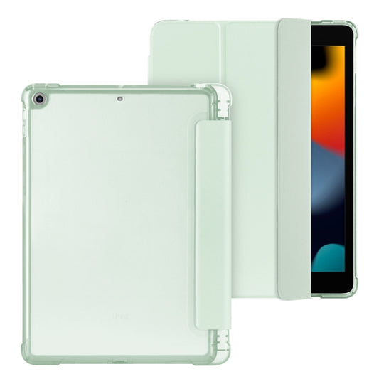 For iPad 10.2 2021 / 2020 / 2019 Tri-fold Holder TPU Cover Frosted Leather Smart Tablet Case withh Pen Slot(Light Green) - iPad 10.2 Cases by buy2fix | Online Shopping UK | buy2fix