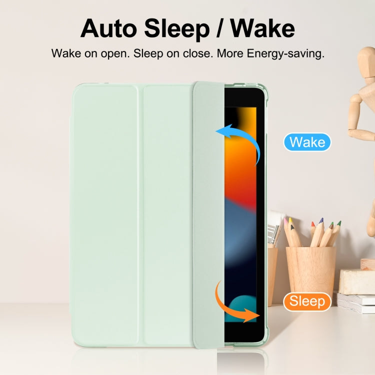 For iPad 10.2 2021 / 2020 / 2019 Tri-fold Holder TPU Cover Frosted Leather Smart Tablet Case withh Pen Slot(Light Green) - iPad 10.2 Cases by buy2fix | Online Shopping UK | buy2fix