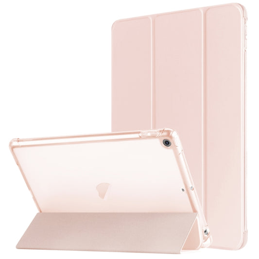 For iPad 10.2 2021 / 2020 / 2019 Tri-fold Holder TPU Cover Frosted Leather Smart Tablet Case withh Pen Slot(Rose Gold) - iPad 10.2 Cases by buy2fix | Online Shopping UK | buy2fix