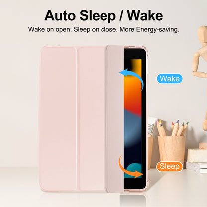 For iPad 10.2 2021 / 2020 / 2019 Tri-fold Holder TPU Cover Frosted Leather Smart Tablet Case withh Pen Slot(Rose Gold) - iPad 10.2 Cases by buy2fix | Online Shopping UK | buy2fix