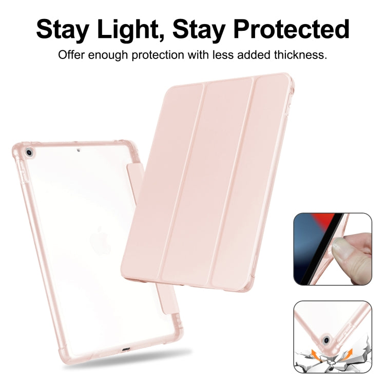 For iPad 10.2 2021 / 2020 / 2019 Tri-fold Holder TPU Cover Frosted Leather Smart Tablet Case withh Pen Slot(Rose Gold) - iPad 10.2 Cases by buy2fix | Online Shopping UK | buy2fix