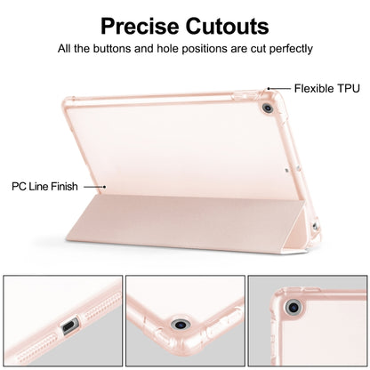 For iPad 10.2 2021 / 2020 / 2019 Tri-fold Holder TPU Cover Frosted Leather Smart Tablet Case withh Pen Slot(Rose Gold) - iPad 10.2 Cases by buy2fix | Online Shopping UK | buy2fix