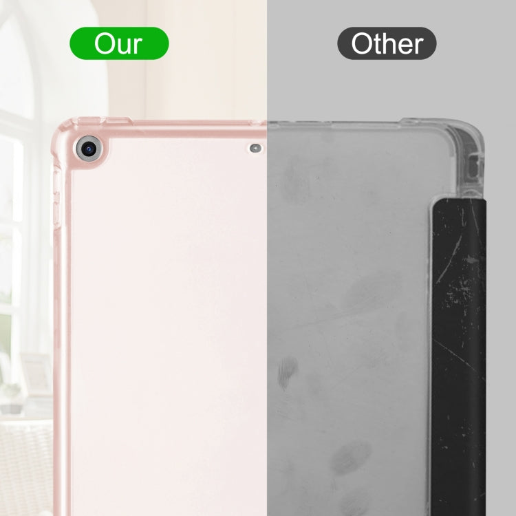 For iPad 10.2 2021 / 2020 / 2019 Tri-fold Holder TPU Cover Frosted Leather Smart Tablet Case withh Pen Slot(Rose Gold) - iPad 10.2 Cases by buy2fix | Online Shopping UK | buy2fix