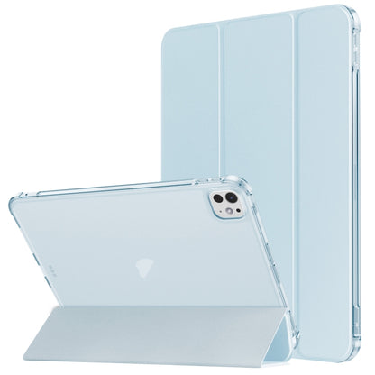 For iPad Pro 11 2024 Tri-fold Holder TPU Cover Frosted Leather Smart Tablet Case withh Pen Slot(Sky Blue) - iPad Pro 11 2024 Cases by buy2fix | Online Shopping UK | buy2fix