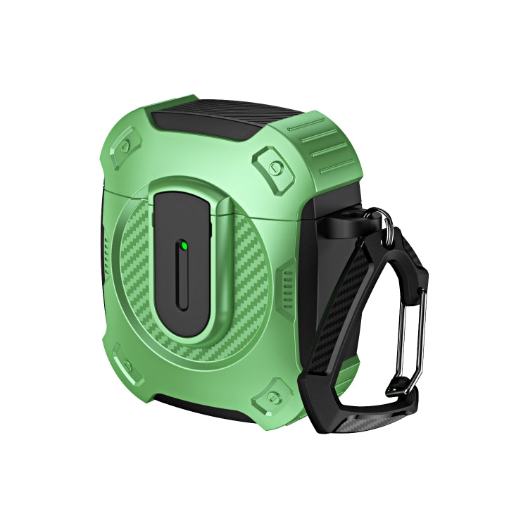 For AirPods 2 / 1 Lock Shockproof Bluetooth Earphone Protective Case(Black Green) - For AirPods 1/2 by buy2fix | Online Shopping UK | buy2fix