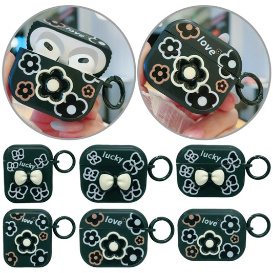 For AirPods 2 / 1 3D Colorful Pattern Bluetooth Earphone Protective Case(Black Flower) by buy2fix
