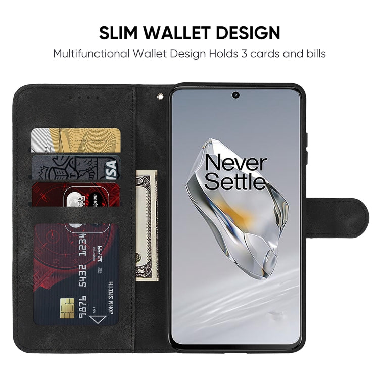 For OnePlus 12 Skin Feel Geometric Lines Leather Phone Case(Black) by buy2fix