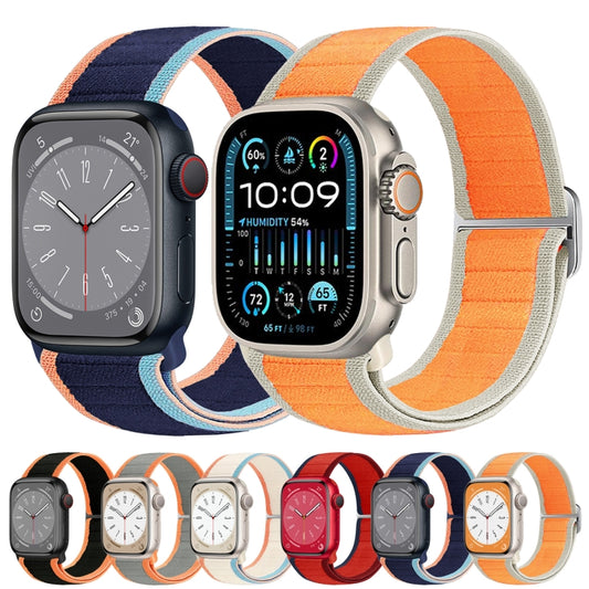 For Apple Watch Ultra 49mm Nylon Elastic Buckle Watch Band(Grey Orange) by buy2fix