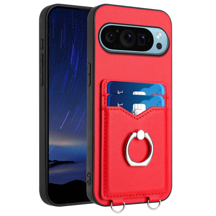 For Google Pixel 9 Pro XL R20 Ring Card Holder Phone Case(Red) by buy2fix