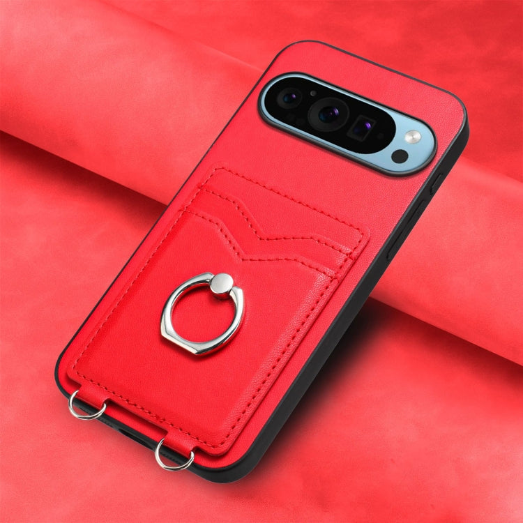 For Google Pixel 9 Pro XL R20 Ring Card Holder Phone Case(Red) by buy2fix