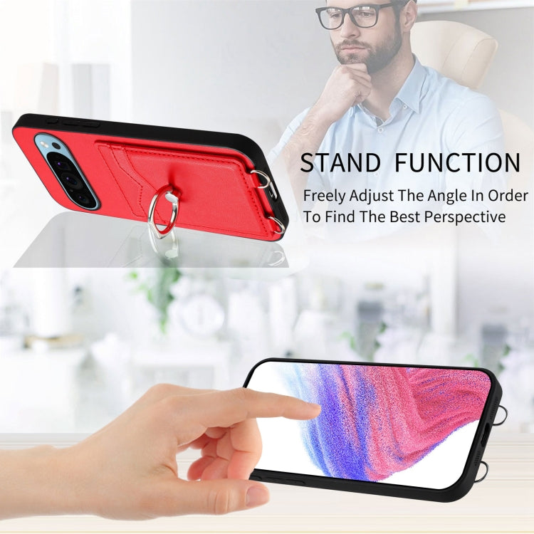 For Google Pixel 9 Pro XL R20 Ring Card Holder Phone Case(Red) by buy2fix