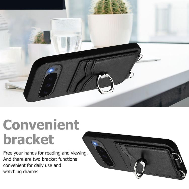 For Google Pixel 10 / 10 Pro R20 Ring Card Holder Phone Case(Black) - Google Cases by buy2fix | Online Shopping UK | buy2fix