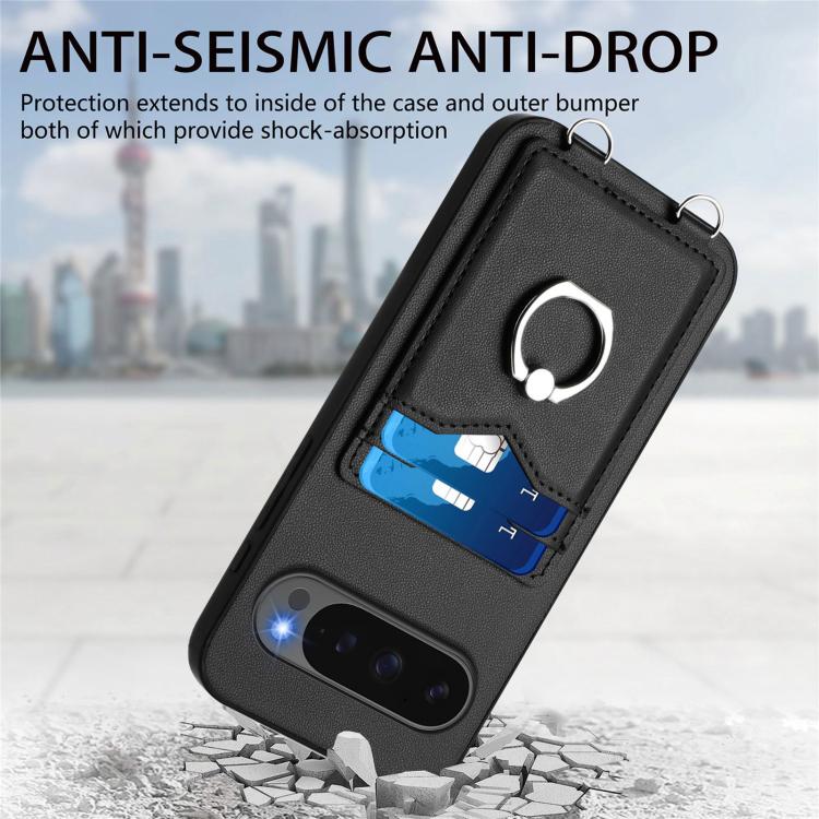 For Google Pixel 10 / 10 Pro R20 Ring Card Holder Phone Case(Black) - Google Cases by buy2fix | Online Shopping UK | buy2fix