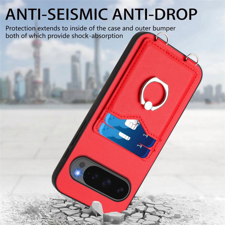For Google Pixel 10 Pro XL R20 Ring Card Holder Phone Case(Red) - Google Cases by buy2fix | Online Shopping UK | buy2fix