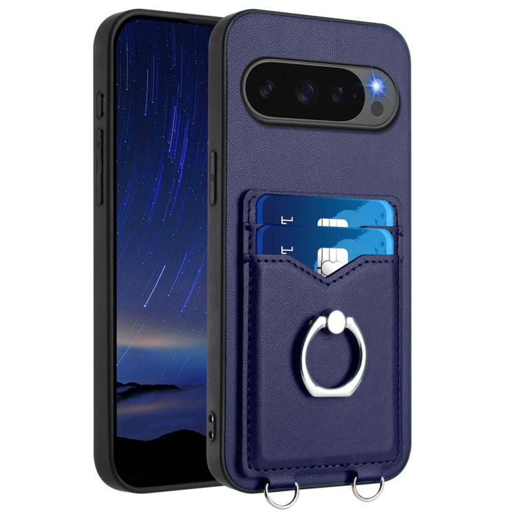 For Google Pixel 10 Pro XL R20 Ring Card Holder Phone Case(Blue) - Google Cases by buy2fix | Online Shopping UK | buy2fix