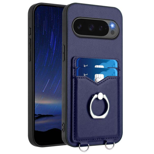 For Google Pixel 10 Pro XL R20 Ring Card Holder Phone Case(Blue) - Google Cases by buy2fix | Online Shopping UK | buy2fix