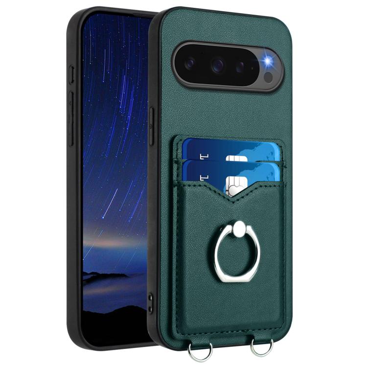 For Google Pixel 10 Pro XL R20 Ring Card Holder Phone Case(Green) - Google Cases by buy2fix | Online Shopping UK | buy2fix