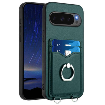 For Google Pixel 10 Pro XL R20 Ring Card Holder Phone Case(Green) - Google Cases by buy2fix | Online Shopping UK | buy2fix