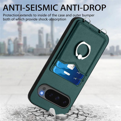 For Google Pixel 10 Pro XL R20 Ring Card Holder Phone Case(Green) - Google Cases by buy2fix | Online Shopping UK | buy2fix