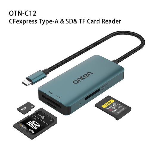Onten C12 3 in 1 USB-C / Type-C to CFepress Type-A & SD & TF Card Reader(Pine Green) by Onten