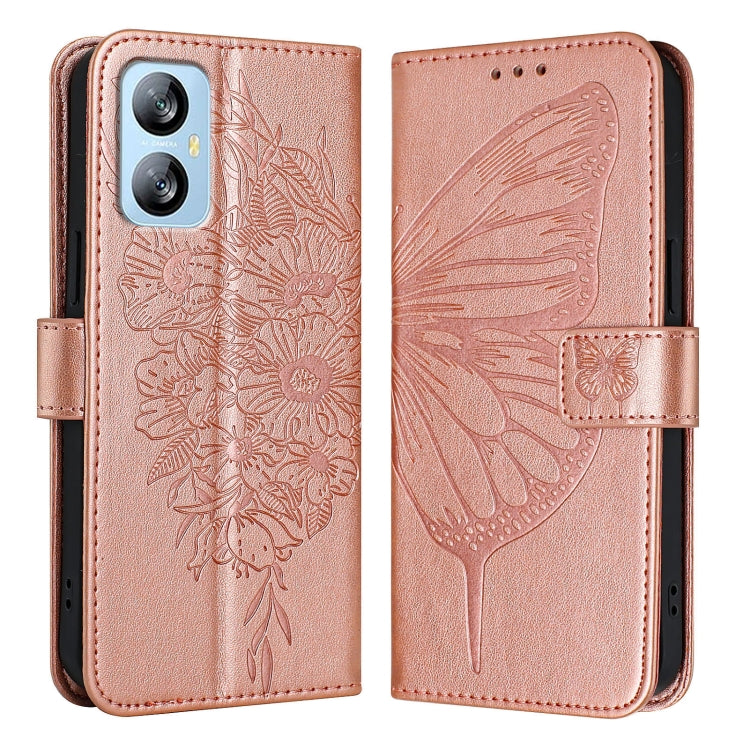 For Blackview A52 Embossed Butterfly Leather Phone Case(Rose Gold) - More Brand by buy2fix | Online Shopping UK | buy2fix