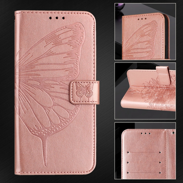 For Blackview A52 Embossed Butterfly Leather Phone Case(Rose Gold) - More Brand by buy2fix | Online Shopping UK | buy2fix