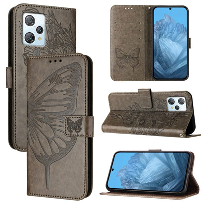 For Blackview A53 Embossed Butterfly Leather Phone Case(Grey) - More Brand by buy2fix | Online Shopping UK | buy2fix