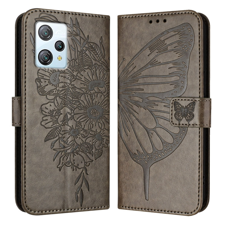 For Blackview A53 Embossed Butterfly Leather Phone Case(Grey) - More Brand by buy2fix | Online Shopping UK | buy2fix
