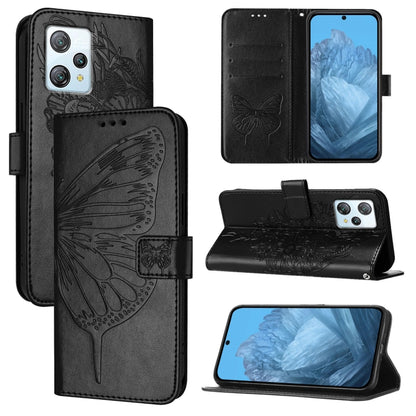 For Blackview A53 Embossed Butterfly Leather Phone Case(Black) - More Brand by buy2fix | Online Shopping UK | buy2fix