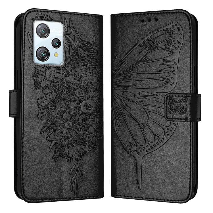 For Blackview A53 Embossed Butterfly Leather Phone Case(Black) - More Brand by buy2fix | Online Shopping UK | buy2fix