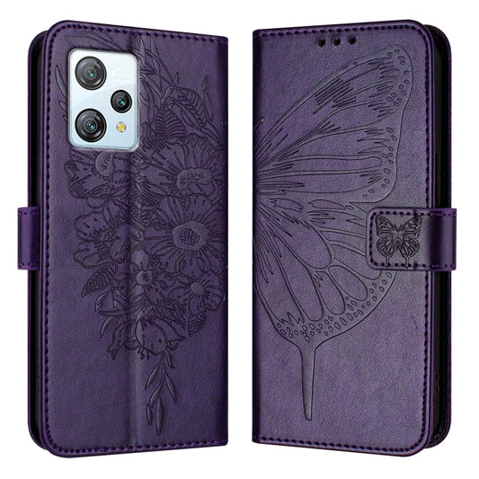 For Blackview A53 Embossed Butterfly Leather Phone Case(Dark Purple) by buy2fix