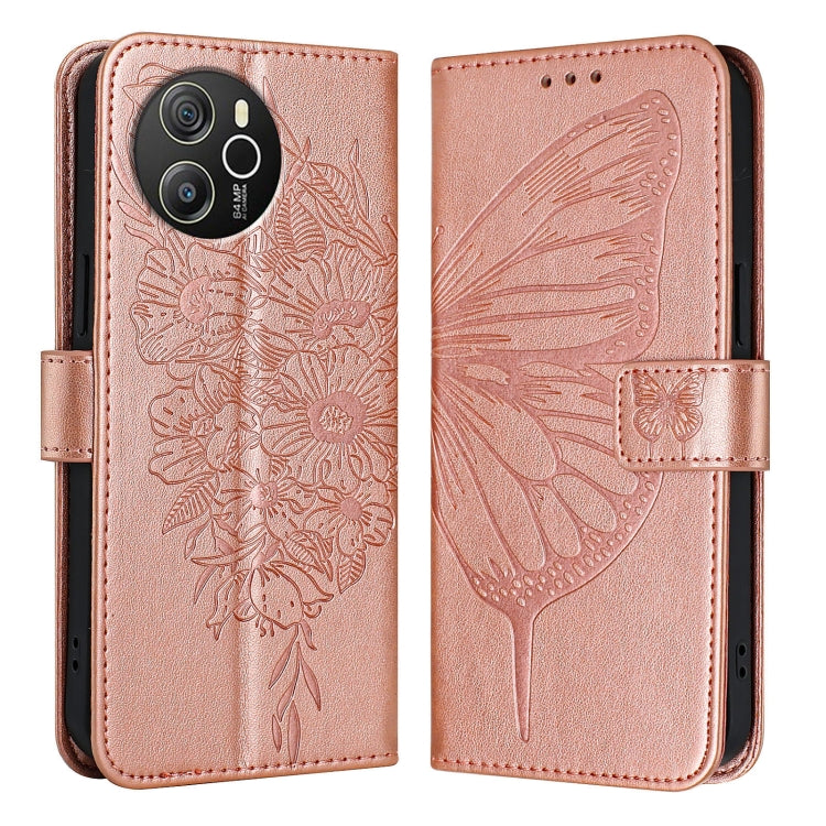 For Blackview Shark 8 Embossed Butterfly Leather Phone Case(Rose Gold) - More Brand by buy2fix | Online Shopping UK | buy2fix