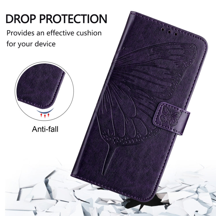 For Blackview Shark 8 Embossed Butterfly Leather Phone Case(Dark Purple) - More Brand by buy2fix | Online Shopping UK | buy2fix