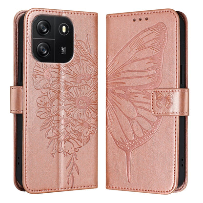 For Blackview Wave 6C Embossed Butterfly Leather Phone Case(Rose Gold) - More Brand by buy2fix | Online Shopping UK | buy2fix