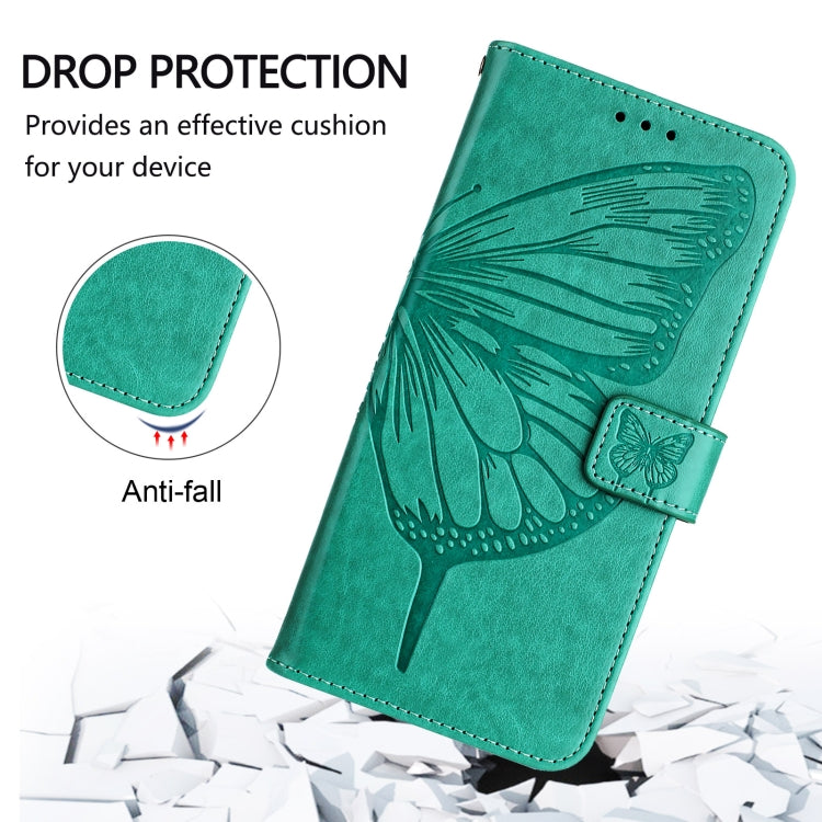 For Blackview Wave 6C Embossed Butterfly Leather Phone Case(Green) - More Brand by buy2fix | Online Shopping UK | buy2fix