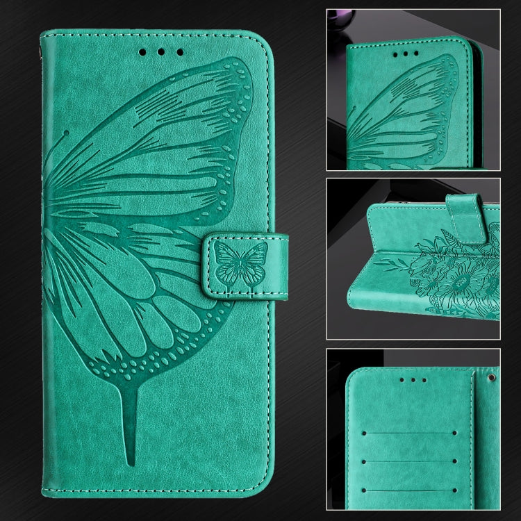 For Blackview Wave 6C Embossed Butterfly Leather Phone Case(Green) - More Brand by buy2fix | Online Shopping UK | buy2fix