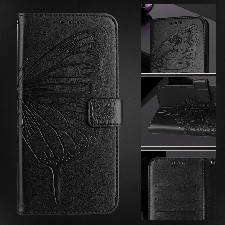 For Blackview Wave 6C Embossed Butterfly Leather Phone Case(Black) - More Brand by buy2fix | Online Shopping UK | buy2fix