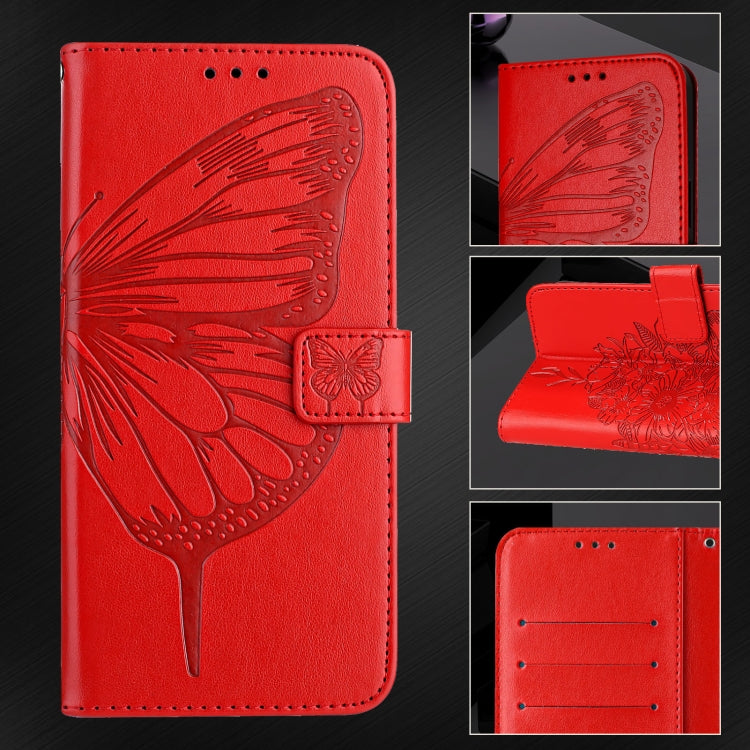 For Blackview Wave 6C Embossed Butterfly Leather Phone Case(Red) - More Brand by buy2fix | Online Shopping UK | buy2fix