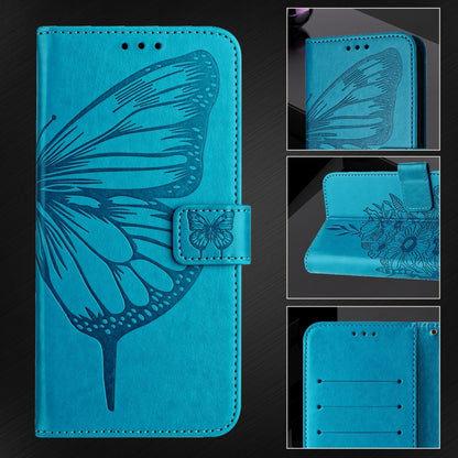 For Blackview Wave 6C Embossed Butterfly Leather Phone Case(Blue) - More Brand by buy2fix | Online Shopping UK | buy2fix