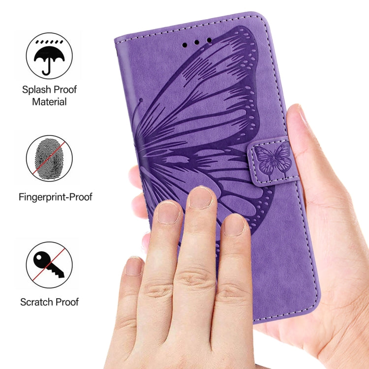 For Blackview Color 8 Embossed Butterfly Leather Phone Case(Purple) - More Brand by buy2fix | Online Shopping UK | buy2fix