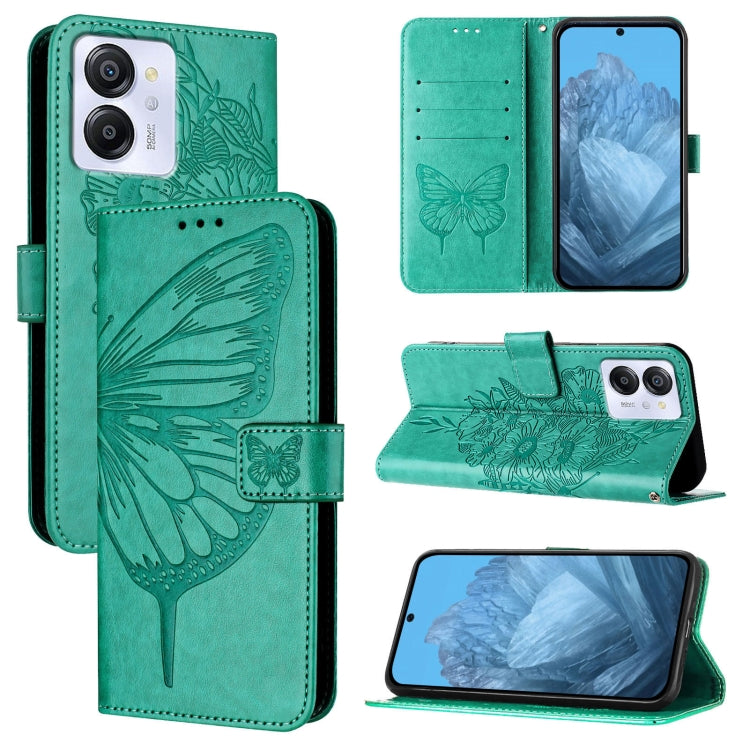 For Blackview Color 8 Embossed Butterfly Leather Phone Case(Green) - More Brand by buy2fix | Online Shopping UK | buy2fix