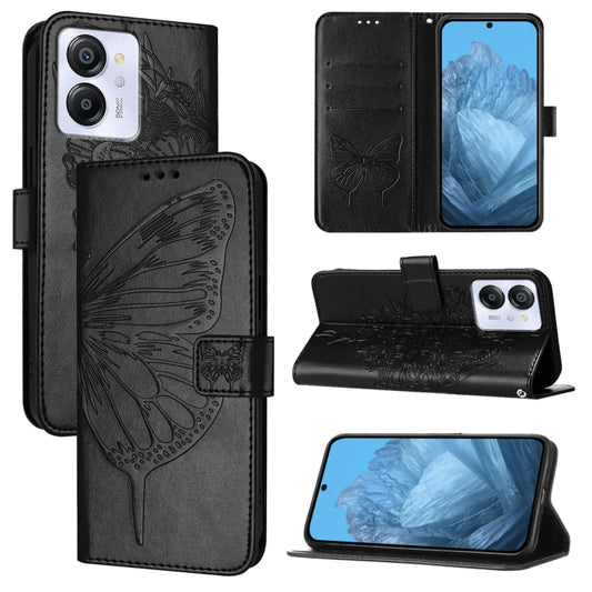 For Blackview Color 8 Embossed Butterfly Leather Phone Case(Black) - More Brand by buy2fix | Online Shopping UK | buy2fix