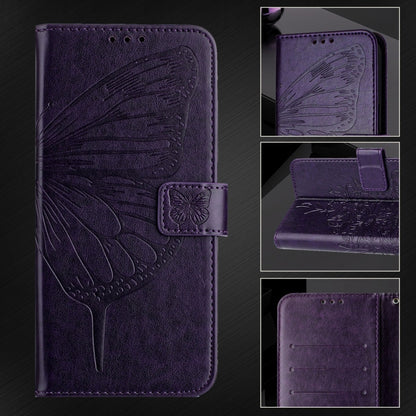 For Blackview Color 8 Embossed Butterfly Leather Phone Case(Dark Purple) - More Brand by buy2fix | Online Shopping UK | buy2fix