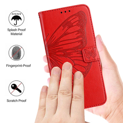 For Blackview Color 8 Embossed Butterfly Leather Phone Case(Red) - More Brand by buy2fix | Online Shopping UK | buy2fix