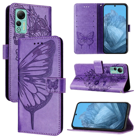 For Ulefone Note 14 Embossed Butterfly Leather Phone Case(Purple) by buy2fix