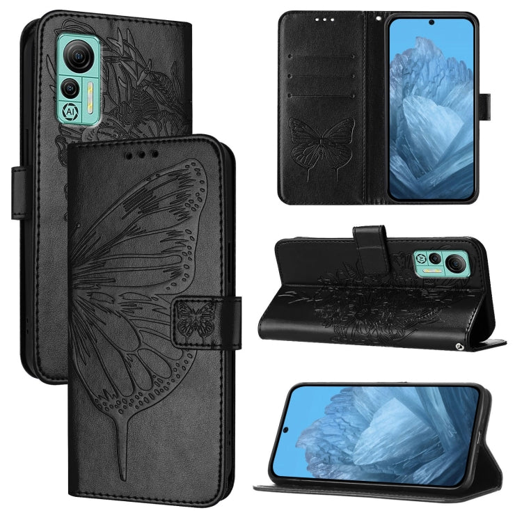 For Ulefone Note 14 Embossed Butterfly Leather Phone Case(Black) by buy2fix