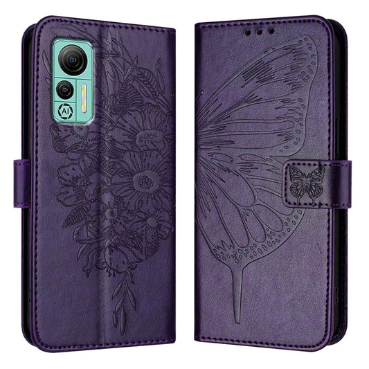For Ulefone Note 14 Embossed Butterfly Leather Phone Case(Dark Purple) by buy2fix