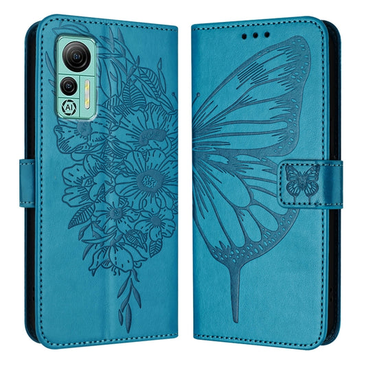 For Ulefone Note 14 Embossed Butterfly Leather Phone Case(Blue) by buy2fix